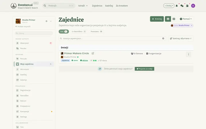 Zajednice - Kako upravljate