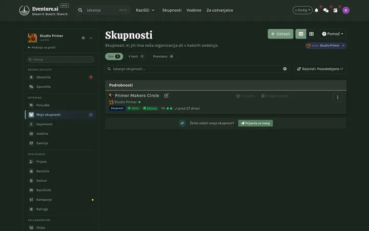 Skupnosti - Kako upravljate