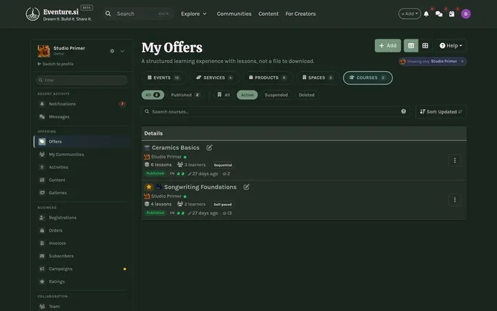 Courses - How you manage it