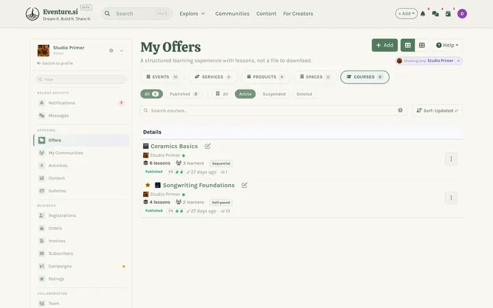 Courses - How you manage it