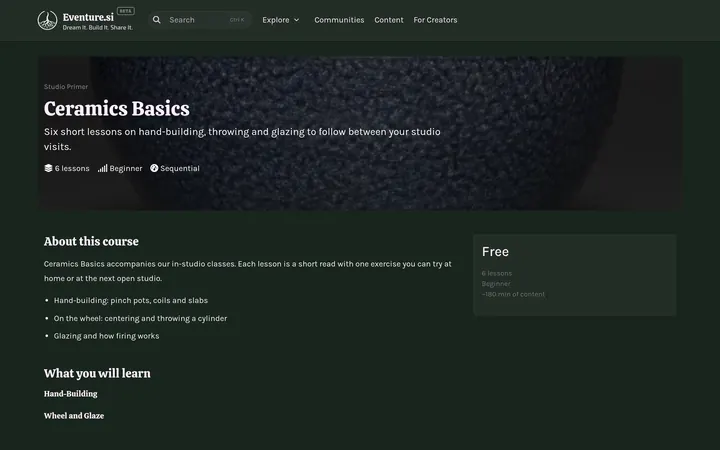 Courses - What visitors see