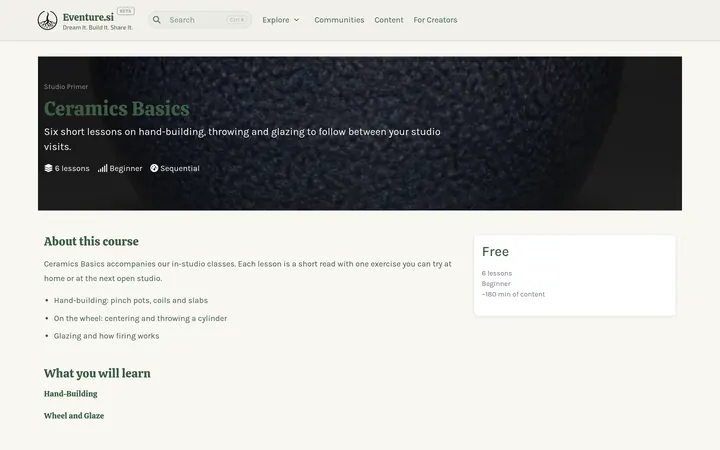 Courses - What visitors see